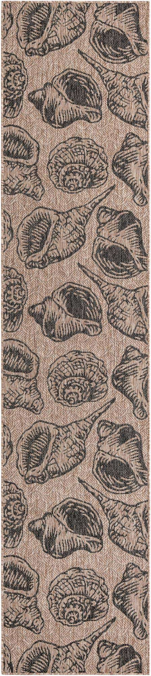 Brown and Black 2' 7 x 12' Outdoor Coastal Runner Area Rug Weather Resistant for Patio, Deck, Terrace, Balcony, Porch 100% Polypropylene Coastal Decor Carpet for Sale at Rug Engine