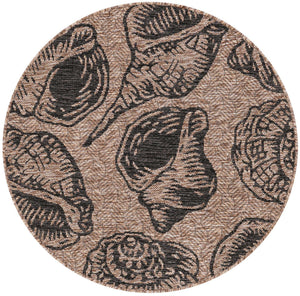 Brown and Black 3' 1 x 3' 1 Outdoor Coastal Round Area Rug Weather Resistant for Patio, Deck, Terrace, Balcony, Porch 100% Polypropylene Coastal Decor Carpet for Sale at Rug Engine