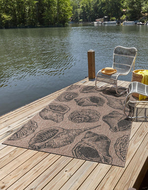 Brown and Black 2' x 3' 1 Outdoor Coastal Rectangle Area Rug Weather Resistant for Patio, Deck, Terrace, Balcony, Porch 100% Polypropylene Coastal Decor Carpet for Sale at Rug Engine