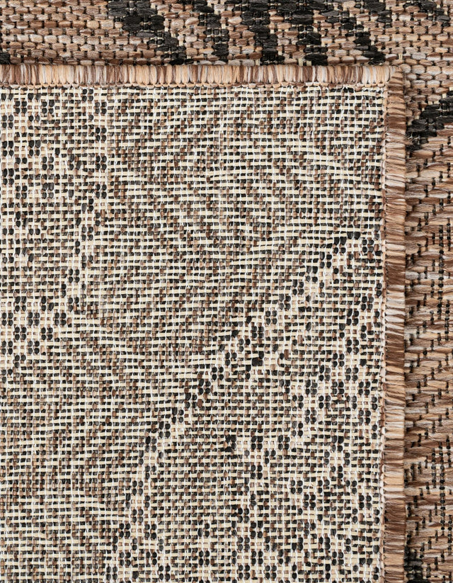 Brown and Black 7' 10 x 10' Outdoor Coastal Rectangle Area Rug Weather Resistant for Patio, Deck, Terrace, Balcony, Porch 100% Polypropylene Coastal Decor Carpet for Sale at Rug Engine