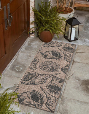 Brown and Black 2' x 6' 1 Outdoor Coastal Runner Area Rug Weather Resistant for Patio, Deck, Terrace, Balcony, Porch 100% Polypropylene Coastal Decor Carpet for Sale at Rug Engine