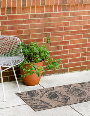 Brown and Black 2' x 5' 3 Outdoor Coastal Runner Area Rug Weather Resistant for Patio, Deck, Terrace, Balcony, Porch 100% Polypropylene Coastal Decor Carpet for Sale at Rug Engine
