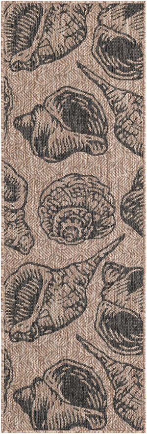 Brown and Black 2' x 6' 1 Outdoor Coastal Runner Area Rug Weather Resistant for Patio, Deck, Terrace, Balcony, Porch 100% Polypropylene Coastal Decor Carpet for Sale at Rug Engine