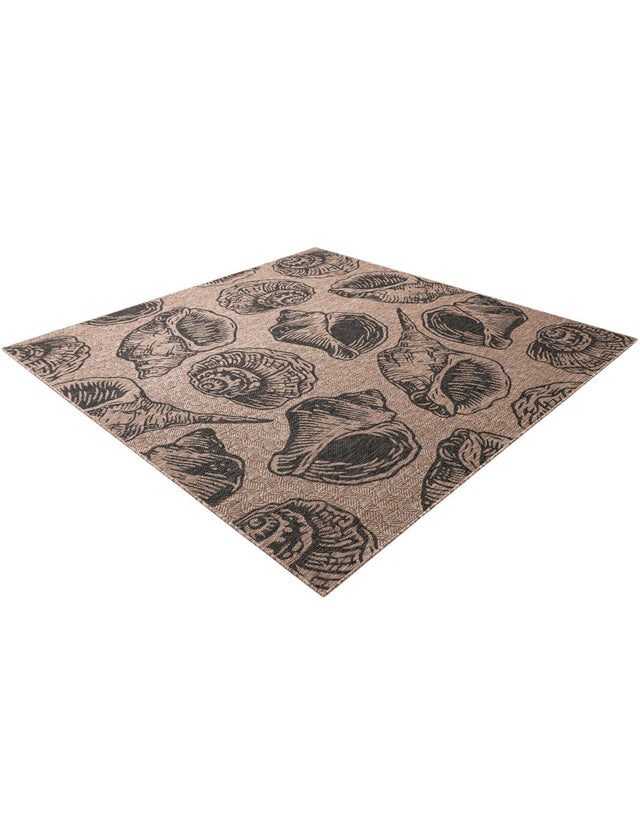 Brown and Black 7' 10 x 7' 10 Outdoor Coastal Square Area Rug Weather Resistant for Patio, Deck, Terrace, Balcony, Porch 100% Polypropylene Coastal Decor Carpet for Sale at Rug Engine
