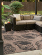 Brown and Black 10' x 10' Outdoor Coastal Square Area Rug Weather Resistant for Patio, Deck, Terrace, Balcony, Porch 100% Polypropylene Coastal Decor Carpet for Sale at Rug Engine