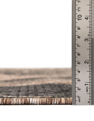 Brown and Black 7' 10 x 7' 10 Outdoor Coastal Square Area Rug Weather Resistant for Patio, Deck, Terrace, Balcony, Porch 100% Polypropylene Coastal Decor Carpet for Sale at Rug Engine
