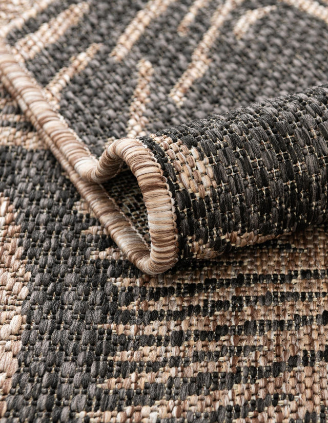 Brown and Black 7' 10 x 7' 10 Outdoor Coastal Square Area Rug Weather Resistant for Patio, Deck, Terrace, Balcony, Porch 100% Polypropylene Coastal Decor Carpet for Sale at Rug Engine