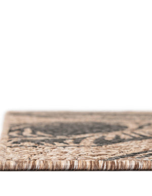 Brown and Black 7' 10 x 7' 10 Outdoor Coastal Square Area Rug Weather Resistant for Patio, Deck, Terrace, Balcony, Porch 100% Polypropylene Coastal Decor Carpet for Sale at Rug Engine