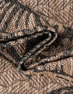 Brown and Black 7' 10 x 7' 10 Outdoor Coastal Square Area Rug Weather Resistant for Patio, Deck, Terrace, Balcony, Porch 100% Polypropylene Coastal Decor Carpet for Sale at Rug Engine