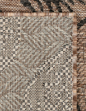 Brown and Black 7' 10 x 7' 10 Outdoor Coastal Square Area Rug Weather Resistant for Patio, Deck, Terrace, Balcony, Porch 100% Polypropylene Coastal Decor Carpet for Sale at Rug Engine