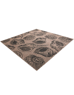 Brown and Black 7' 10 x 7' 10 Outdoor Coastal Square Area Rug Weather Resistant for Patio, Deck, Terrace, Balcony, Porch 100% Polypropylene Coastal Decor Carpet for Sale at Rug Engine