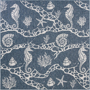 Navy Blue 10' x 10' Outdoor Coastal Square Area Rug Weather Resistant for Patio, Deck, Terrace, Balcony, Porch 100% Polypropylene Coastal Decor Carpet for Sale at Rug Engine