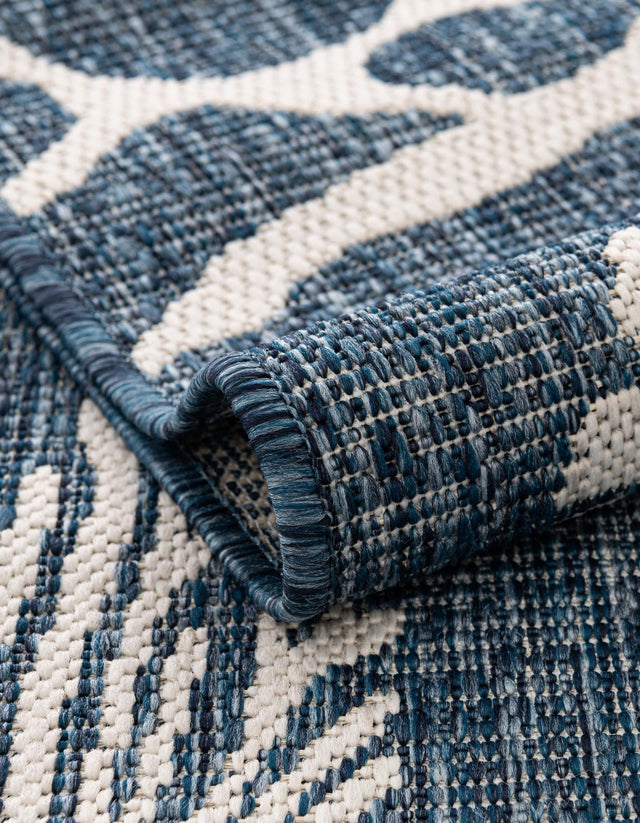Navy Blue 10' x 10' Outdoor Coastal Square Area Rug Weather Resistant for Patio, Deck, Terrace, Balcony, Porch 100% Polypropylene Coastal Decor Carpet for Sale at Rug Engine