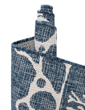 Navy Blue 10' x 10' Outdoor Coastal Square Area Rug Weather Resistant for Patio, Deck, Terrace, Balcony, Porch 100% Polypropylene Coastal Decor Carpet for Sale at Rug Engine
