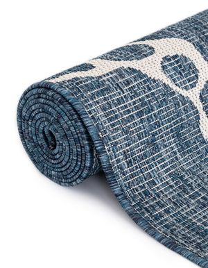 Navy Blue 10' x 10' Outdoor Coastal Square Area Rug Weather Resistant for Patio, Deck, Terrace, Balcony, Porch 100% Polypropylene Coastal Decor Carpet for Sale at Rug Engine