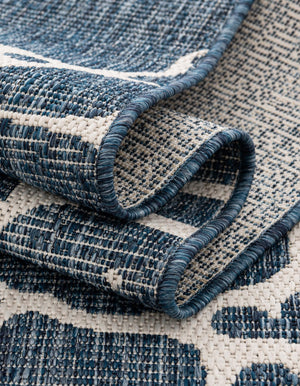 Navy Blue 10' x 10' Outdoor Coastal Square Area Rug Weather Resistant for Patio, Deck, Terrace, Balcony, Porch 100% Polypropylene Coastal Decor Carpet for Sale at Rug Engine