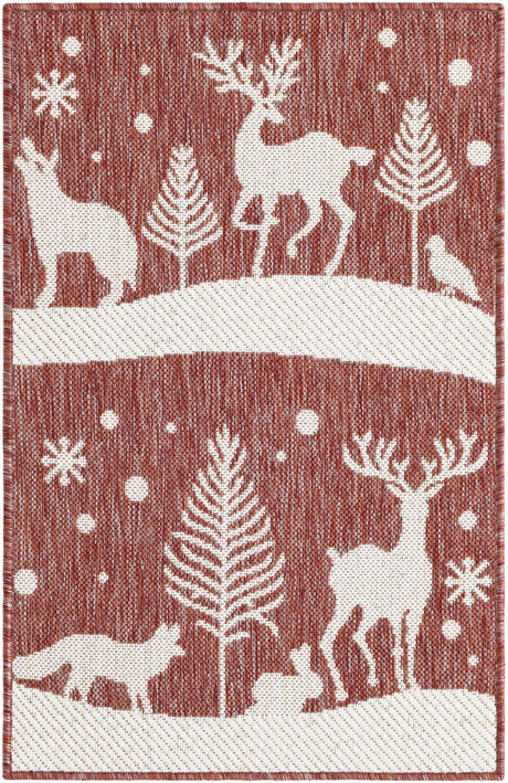 Red 2' x 3' 1 Outdoor Holiday Rectangle Rug