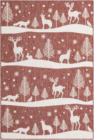 Red 4' 1 x 6' 1 Outdoor Holiday Rectangle Rug