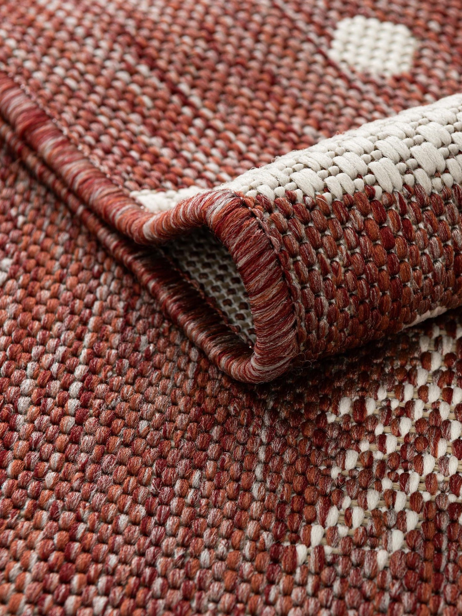 Seasonal Festive Red 7' 10 x 10' Outdoor Holiday Rectangle Area Rug Weather Resistant for Patio, Deck, Terrace, Balcony, Porch