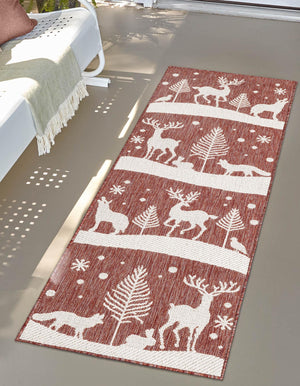Red 2' x 5' 3 Outdoor Holiday Runner Rug