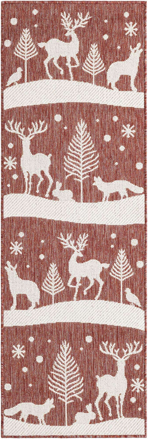 Red 2' x 6' 1 Outdoor Holiday Runner Rug