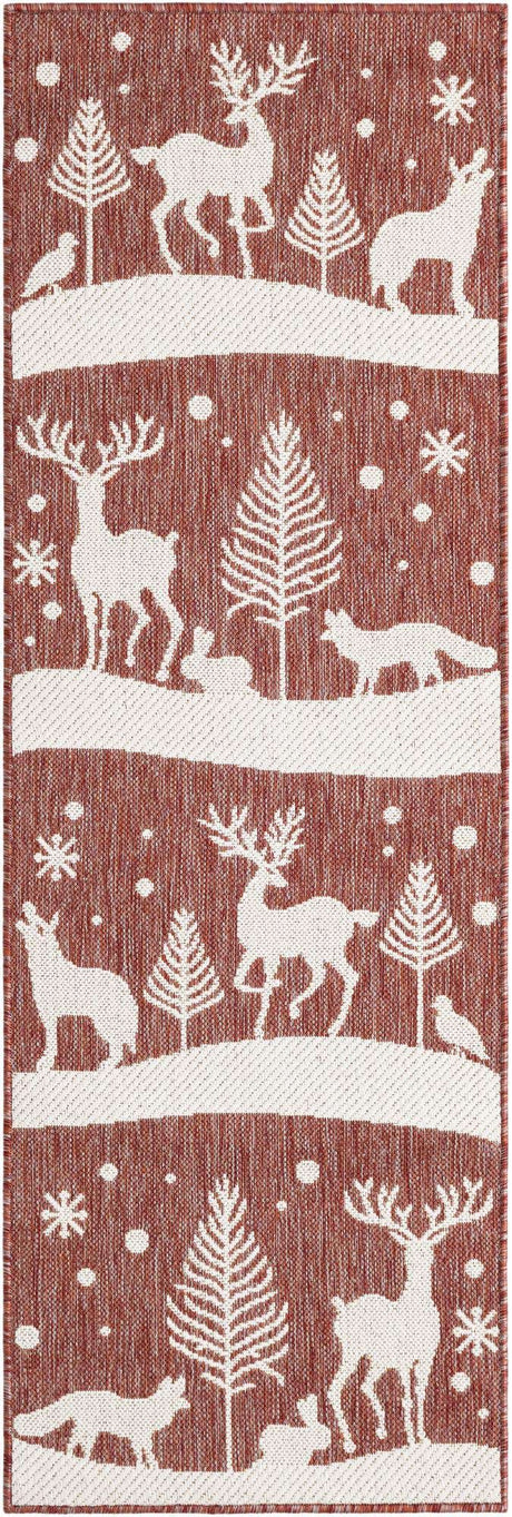 Red 2' x 6' 1 Outdoor Holiday Runner Rug