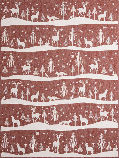 Red 9' x 12' Outdoor Holiday Rectangle Rug