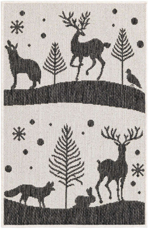 Black and White 2' x 3' 1 Outdoor Holiday Rectangle Rug