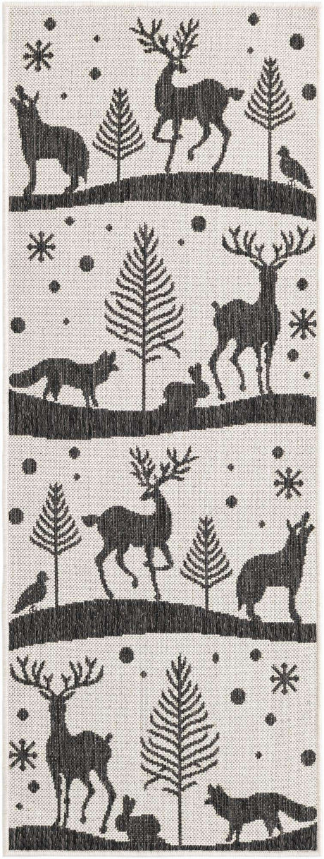 Black and White 2' x 5' 3 Outdoor Holiday Runner Rug