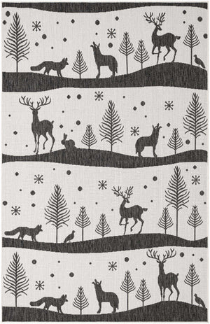 Black and White 5' 3 x 8' Outdoor Holiday Rectangle Rug