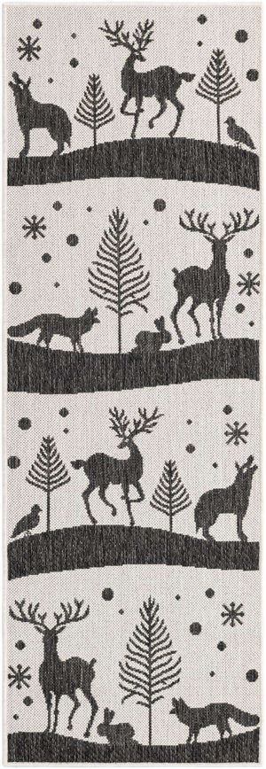 Black and White 2' x 6' 1 Outdoor Holiday Runner Rug