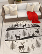 Black and White 8' x 8' Outdoor Holiday Round Rug