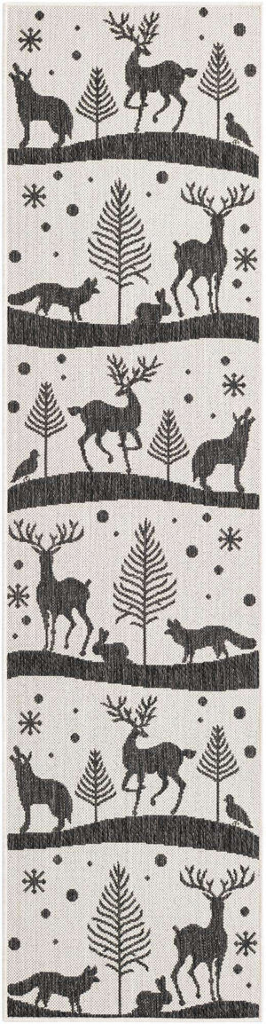 Black and White 2' x 8' Outdoor Holiday Runner Rug