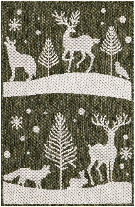 Green 2' x 3' 1 Outdoor Holiday Rectangle Rug