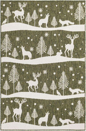 Green 4' 1 x 6' 1 Outdoor Holiday Rectangle Rug