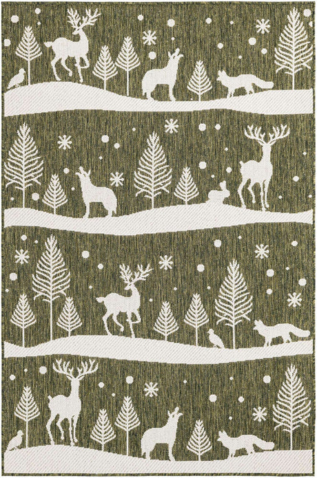 Green 4' 1 x 6' 1 Outdoor Holiday Rectangle Rug