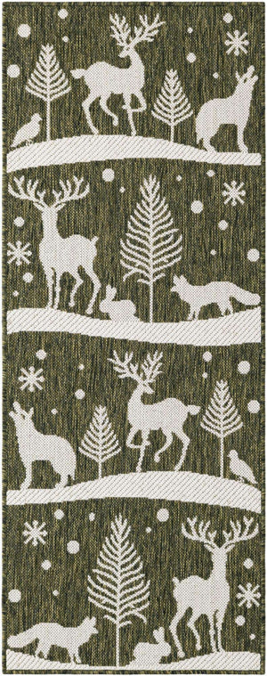 Green 2' x 5' 3 Outdoor Holiday Runner Rug