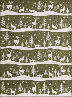 Green 9' x 12' Outdoor Holiday Rectangle Rug