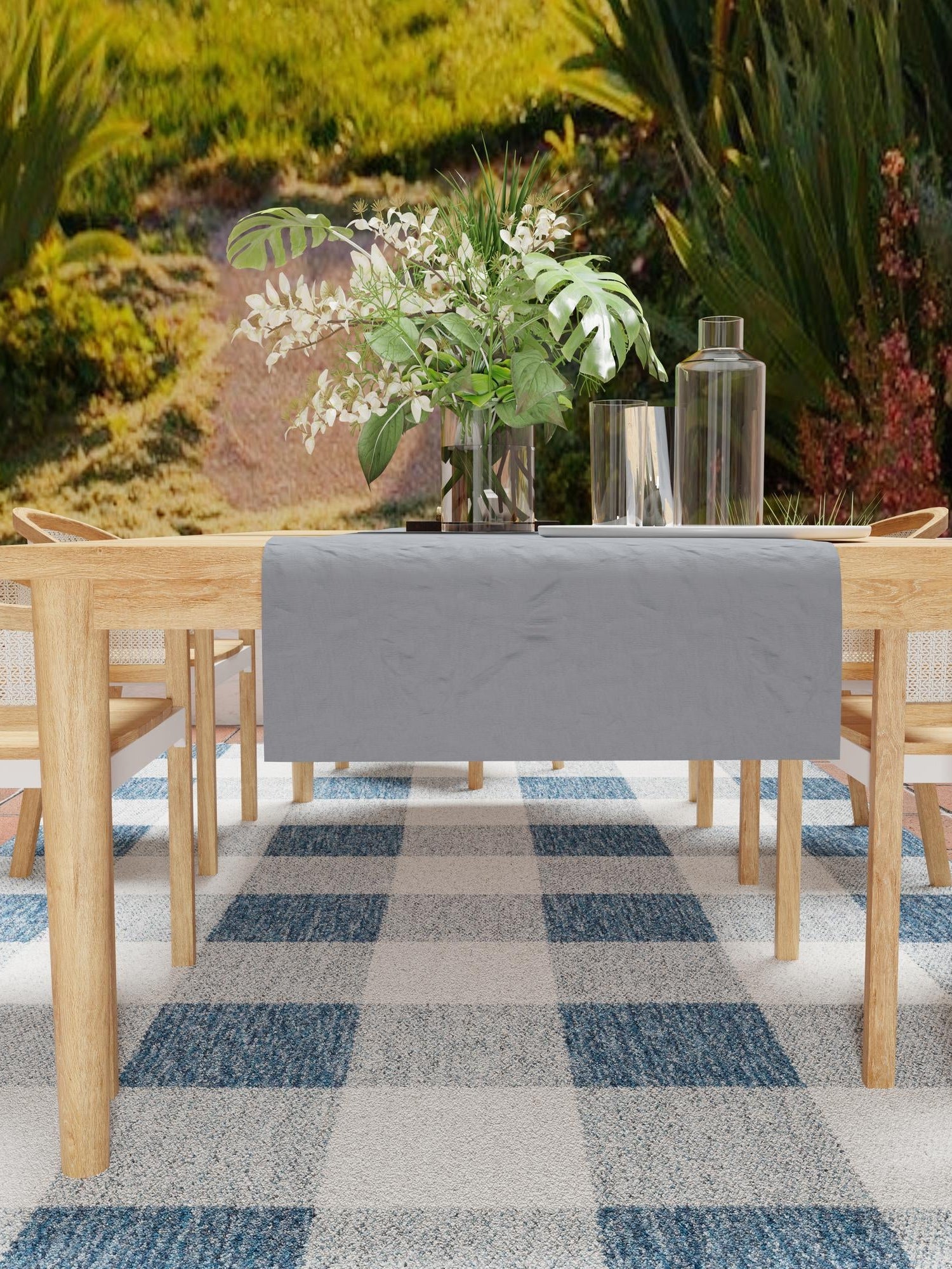Blue 2' x 3' 1 Outdoor Checkered Rectangle Area Rug Weather Resistant for Patio, Deck, Terrace, Balcony, Porch 100% Polypropylene Geometric Carpet for Sale at Rug Engine