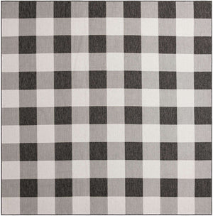 Black and White 10' x 10' Outdoor Checkered Square Area Rug Weather Resistant for Patio, Deck, Terrace, Balcony, Porch 100% Polypropylene Geometric Carpet for Sale at Rug Engine