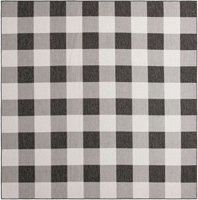 Black and White 10' x 10' Outdoor Checkered Square Area Rug Weather Resistant for Patio, Deck, Terrace, Balcony, Porch 100% Polypropylene Geometric Carpet for Sale at Rug Engine