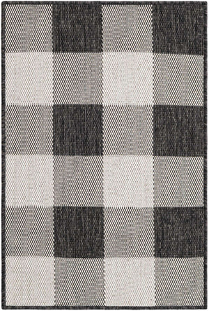 Black and White 2' x 3' 1 Outdoor Checkered Rectangle Area Rug Weather Resistant for Patio, Deck, Terrace, Balcony, Porch 100% Polypropylene Geometric Carpet for Sale at Rug Engine