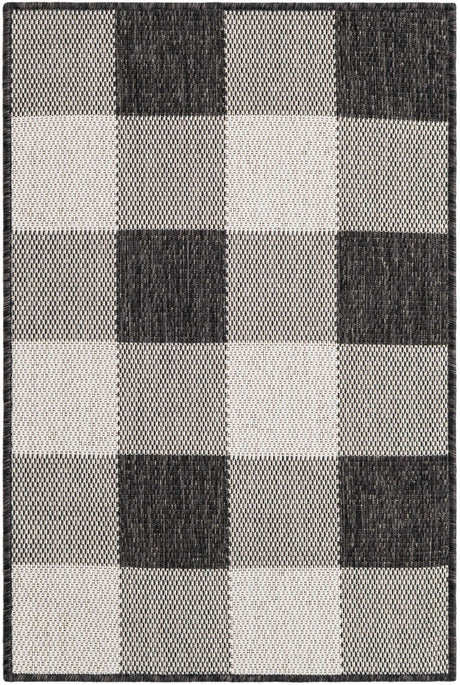 Black and White 2' x 3' 1 Outdoor Checkered Rectangle Area Rug Weather Resistant for Patio, Deck, Terrace, Balcony, Porch 100% Polypropylene Geometric Carpet for Sale at Rug Engine