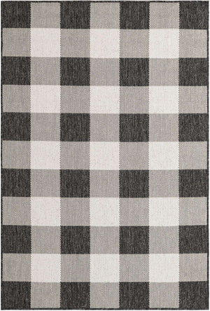 Black and White 4' 1 x 6' 1 Outdoor Checkered Rectangle Area Rug Weather Resistant for Patio, Deck, Terrace, Balcony, Porch 100% Polypropylene Geometric Carpet for Sale at Rug Engine