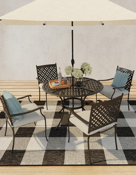 Black and White 2' x 3' 1 Outdoor Checkered Rectangle Area Rug Weather Resistant for Patio, Deck, Terrace, Balcony, Porch 100% Polypropylene Geometric Carpet for Sale at Rug Engine