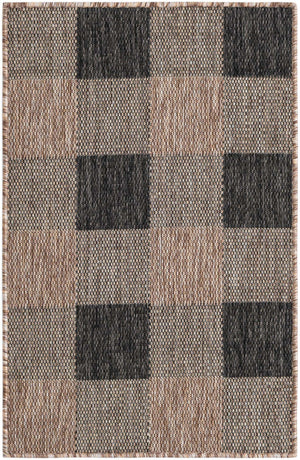 Black and Brown 2' x 3' 1 Outdoor Checkered Rectangle Area Rug Weather Resistant for Patio, Deck, Terrace, Balcony, Porch 100% Polypropylene Geometric Carpet for Sale at Rug Engine