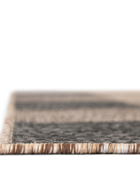 Black and Brown 4' 1 x 6' 1 Outdoor Checkered Rectangle Area Rug Weather Resistant for Patio, Deck, Terrace, Balcony, Porch 100% Polypropylene Geometric Carpet for Sale at Rug Engine