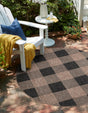 Black and Brown 3' 1 x 3' 1 Outdoor Checkered Round Area Rug Weather Resistant for Patio, Deck, Terrace, Balcony, Porch 100% Polypropylene Geometric Carpet for Sale at Rug Engine
