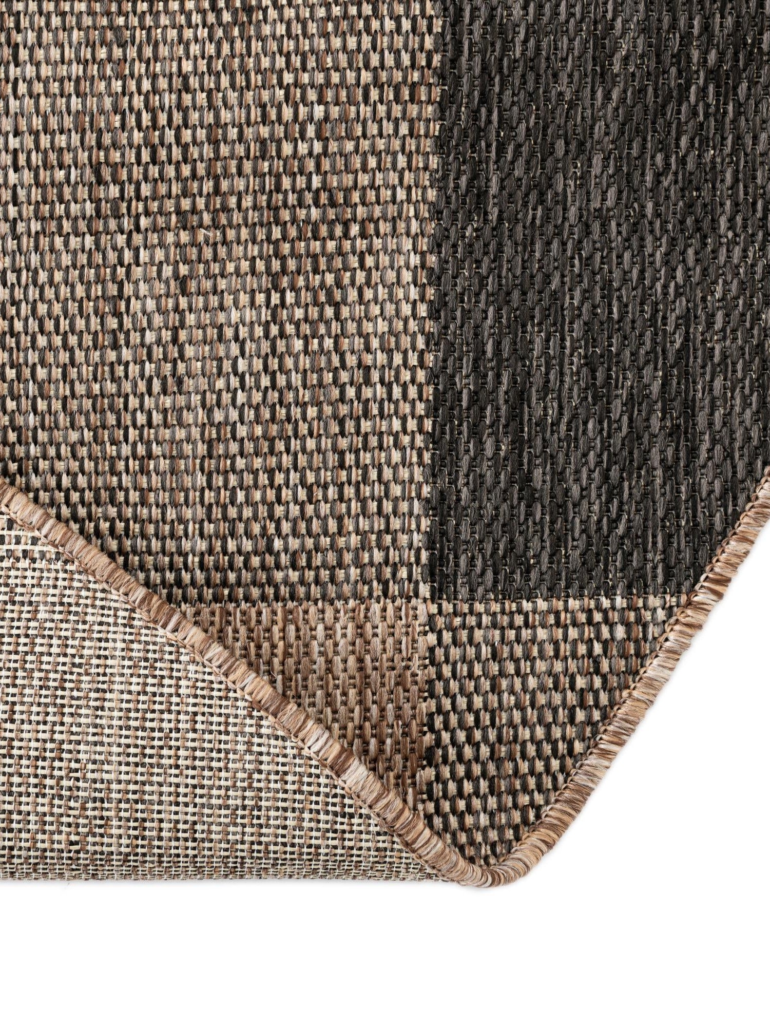 Black and Brown 6' 1 x 6' 1 Outdoor Checkered Round Area Rug Weather Resistant for Patio, Deck, Terrace, Balcony, Porch 100% Polypropylene Geometric Carpet for Sale at Rug Engine