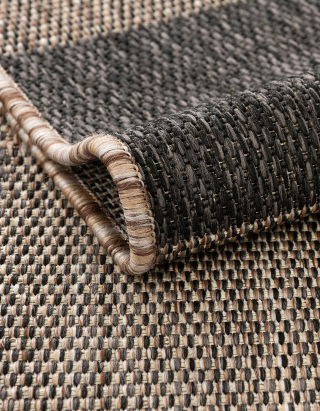 Black and Brown 2' x 5' 3 Outdoor Checkered Runner Area Rug Weather Resistant for Patio, Deck, Terrace, Balcony, Porch 100% Polypropylene Geometric Carpet for Sale at Rug Engine